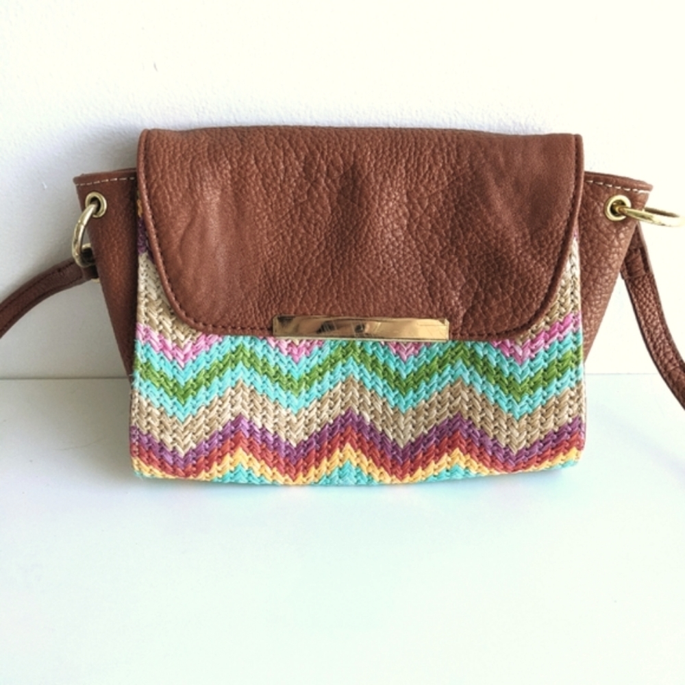 Steve Madden Vegan Leather and Rattan crossbody bag